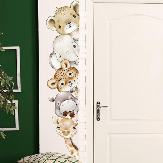 51.18x10.94 Inch Watercolor Jungle Animal Wall Decals - Forest Animal Sticker With Elephant, Lion, Monkey for Baby Nursery, Playroom, Bedroom, Classroom, Kindergarten Decor