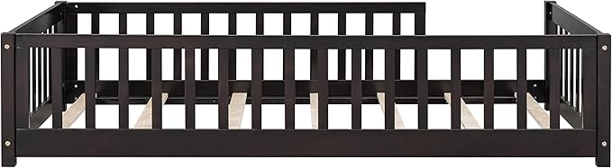 Bellemave Twin Size Kids Montessori Floor Bed,Twin Floor Bed Frame with Slats,Solid Wood Twin Bed Frame for Girls Boys,White