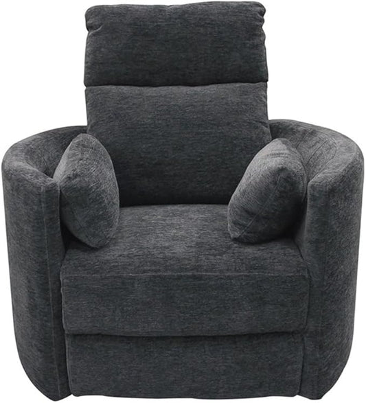 Pemberly Row Transitional Polyester Fabric Power Swivel Glider Recliner in Black