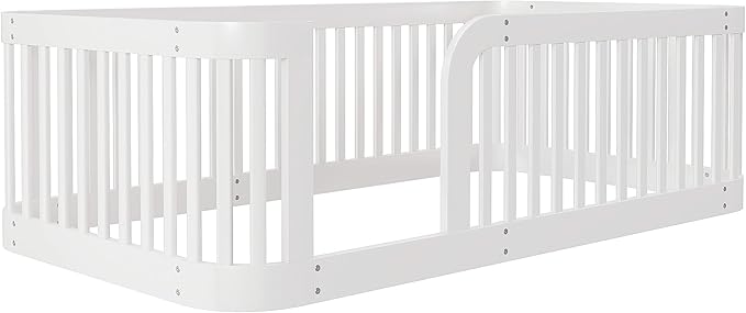 Bellemave Twin Floor Bed with High Fence and Rounded Corner Design, Twin Size Montessori Floor Bed with Entrance, Easy Assemble Montessori Bed Frame, White