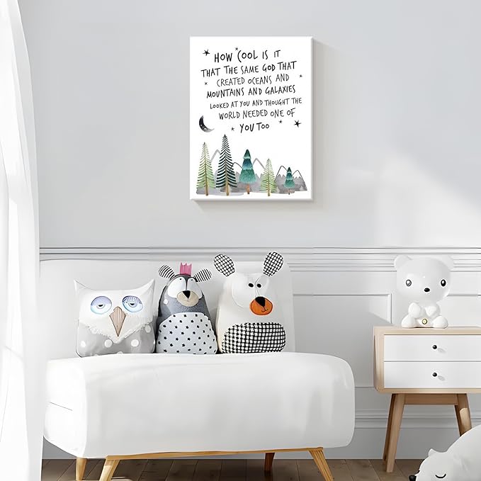 Dytila Christian Nursery Wall Art - Mountain Pictures Baby Boy Nursery Decor, Inspirational Religious Decor, Toddler Boy Room Decor, Faith Paintings, Christening Gifts for Boys 16x24 Inch