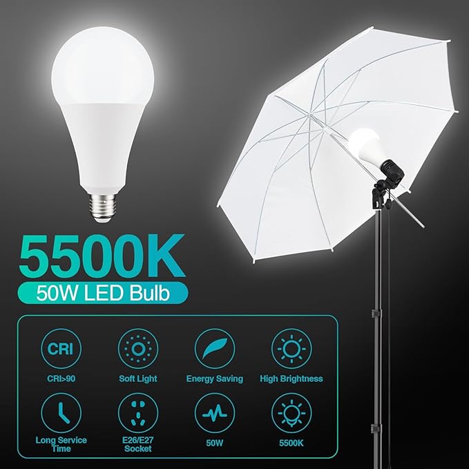 EMART 8.5 x 10 ft Backdrop Support System, Professional Photography Lighting Kit with 50W LED Blub, 6 * 9ft Backdrop *3, Reflector,Umbrellas&Softbox Lighting Kit for Studio, Portrait, Video Shooting