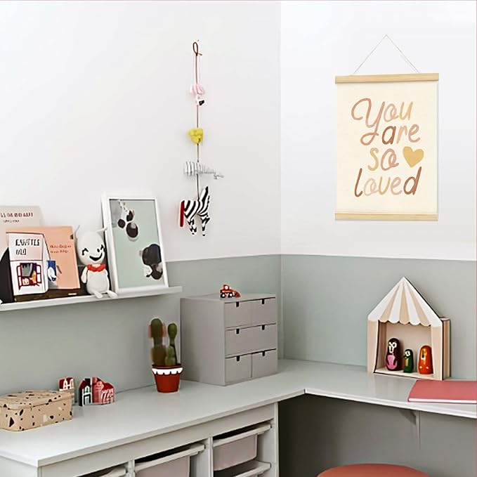 Mtrgdn Neutral Nursery Room Decor - You Are So Loved Poster Hanger Frame,Boho Baby for Kids Boy Girl Boho Wooden Frames,Motivational Wall Hanging Banner Decor for Nursery School 12x16 Inch