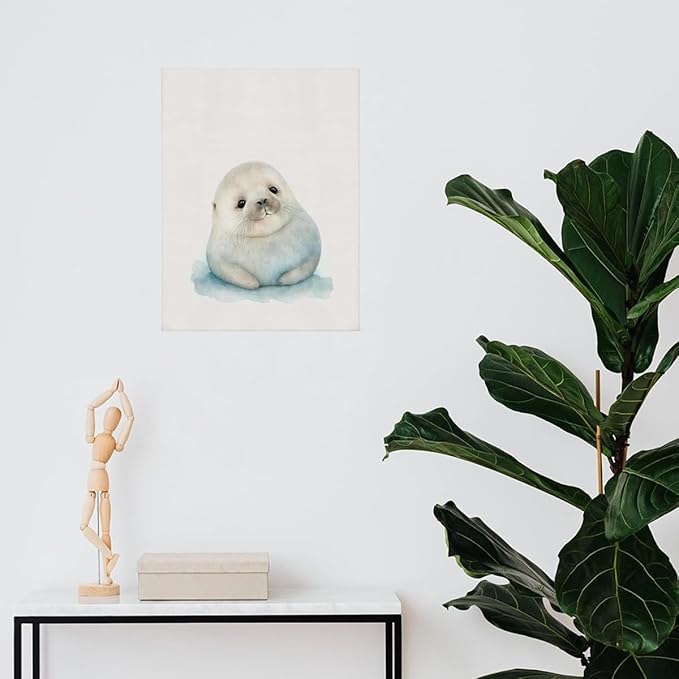Baby Seal Arctic Animal Wall Art - Seal Nursery Decor for Baby, Child, Kids Room, 11x14 Inch
