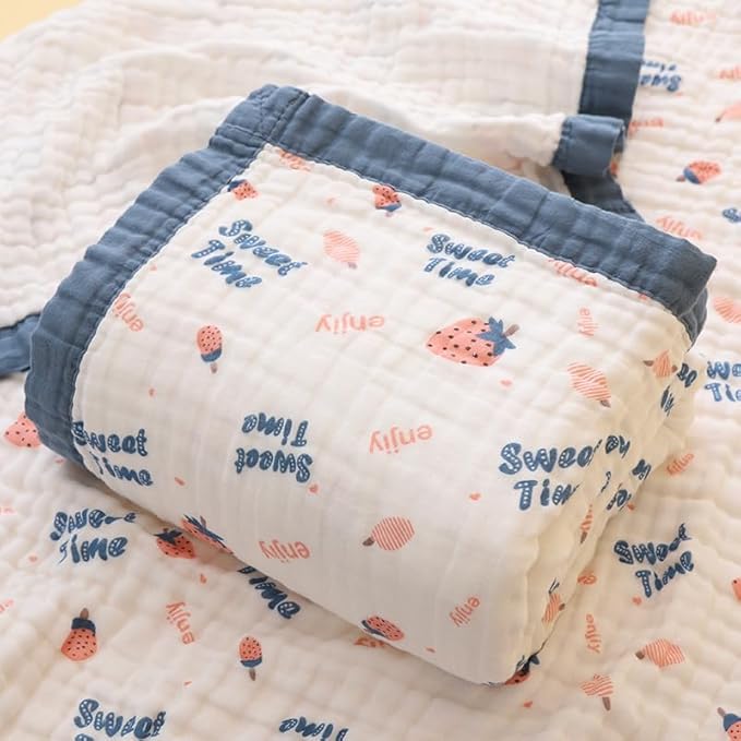 Muslin Baby Blankets, Nursery Blankets for Boys Girls, Swaddle Blankets Neutral Soft Lightweight Toddler and Kids Throw Blankets (Strawberry)
