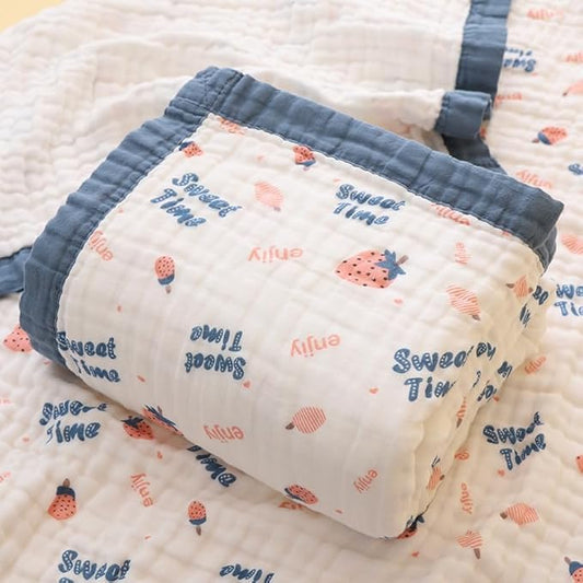 Muslin Baby Blankets, Nursery Blankets for Boys Girls, Swaddle Blankets Neutral Soft Lightweight Toddler and Kids Throw Blankets (Strawberry)