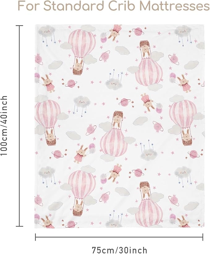 Minky Baby Blanket Pink Cute Bunny Blanket, Soft Cozy Nursery Blanket for Girls Boys, Fluffy Toddler Infants Warm Nursery Bed Blankets for Crib Stroller or Carseat, 30x40 Inches, Pink