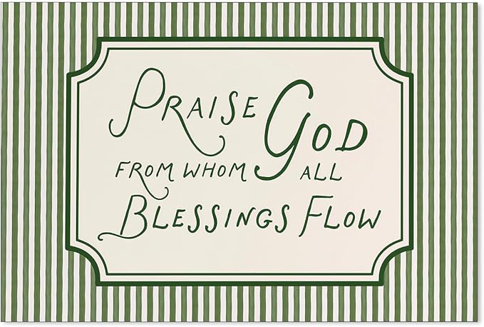 YYS Christian Bible Verse Scripture Poster Praise God From Whom All Blessings Flow Wall Art Green Striped Religious Canvas Prints for Church Home Prayer Room Wall Decor 16x24 inch Unframed