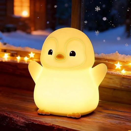 Cute Penguin Night Light for Kids Bedroom, Animal Silicone Nursery Night Lamp Touch Control Nightlights USB Rechargeable Bedside Lamp for Baby Children Toddlers Girls Gift