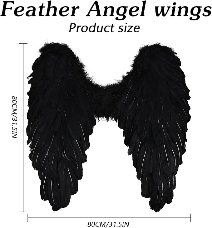 THARAHT Feather Angel Wings with Adjustable Elastic Strap Suitable for Photography Role Playin
