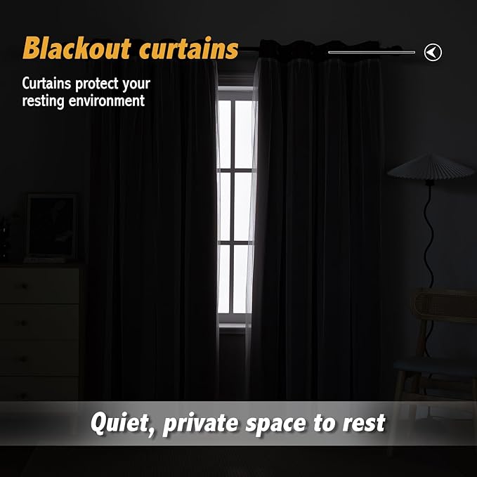 Anytime Home Curtains Blackout and Sheer Layered Solid Window Curtain Panel Pair with Grommet Top, 52Wx63L,Wine Red