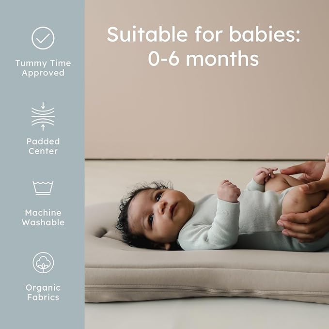 snuggle me® Baby Lounger Curve (0-6 Months) - Premium Organic Cotton with Foam Core, Machine-Washable Cover, Buttery-Soft & Breathable Infant Lounger with Travel Bag (30 in x 20 in x 1.9 in) - Birch