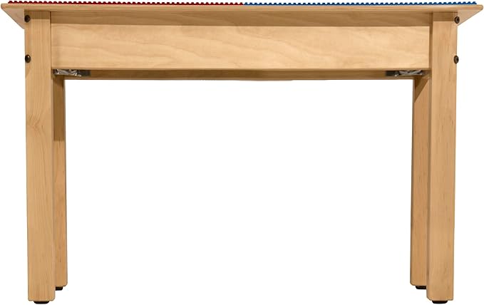Contender Time-2-Play Deluxe Hardwood Red & Blue Lego Compatible Play Table for Kids with Storage, Activity Desk for Playroom with 30.75" W Rectangular Table Top & 16" Long Legs