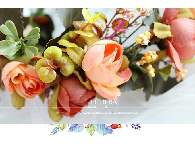 DDazzling Flower Girl Crown Bridal Flower Crown Pregnant Woman Photo Prop (Green and Orange)