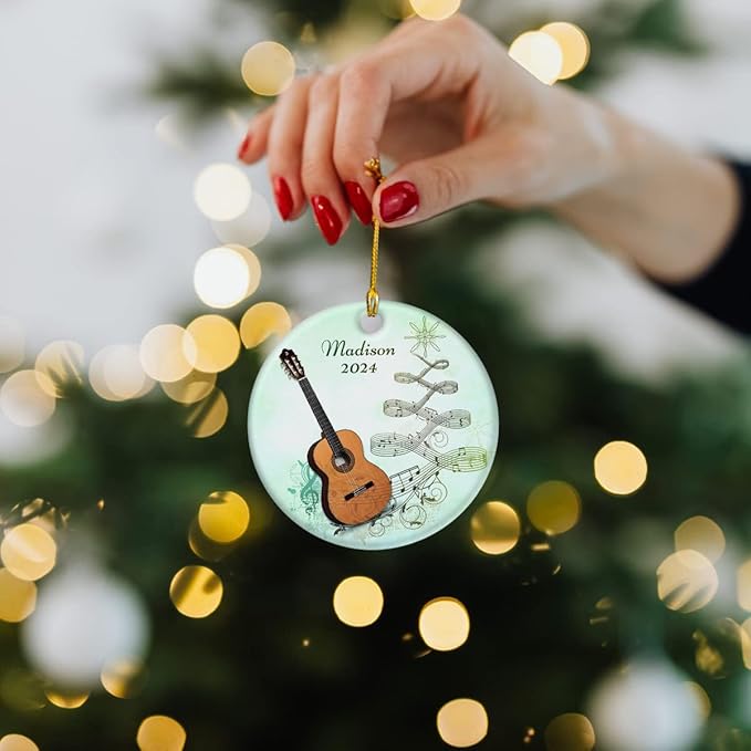 wowcugi Guitar Ornament Personalized Instrument Ornaments for Christmas Tree Xmas Tree Decorations Keepsake Gifts for Band Instruments Music Lovers