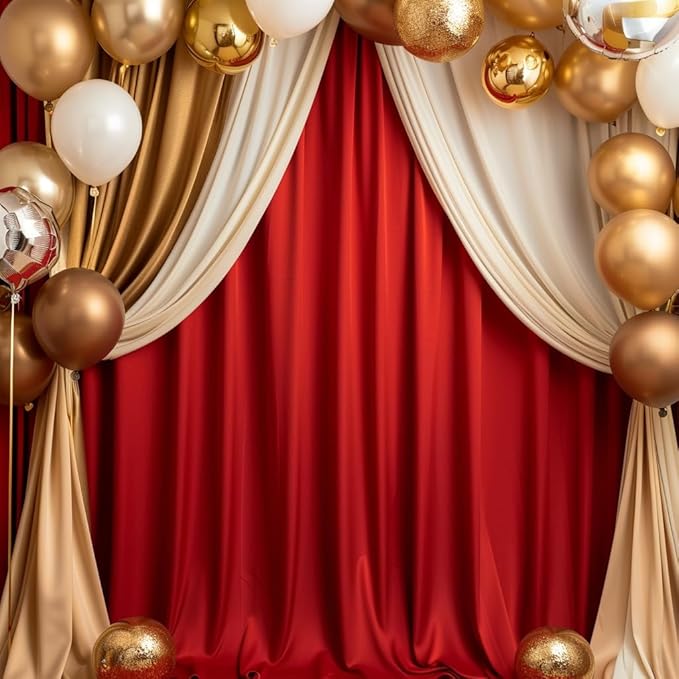 10x10ft Wrinkle Free Red Photo Curtains Backdrop Red Photo Curtains Background Wedding Backdrop for Wedding Graduation Birthday Party Photography YUNBSDJ045
