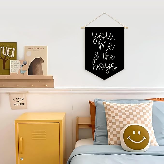 Boys Playroom Decor - You Me & The Boys Banner, Wall Hanging Pennant Flag Decor for Nursery, Classroom & Playroom Essentials
