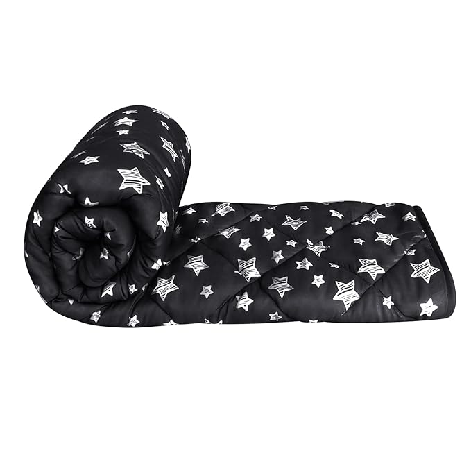 Baby Blanket for Boys and Girls, Soft Cozy Toddler Comforter Quilted with Black Star Print, Ultra Soft and Comfortable Down Alternative Crib Comforter, 39x47 Inches