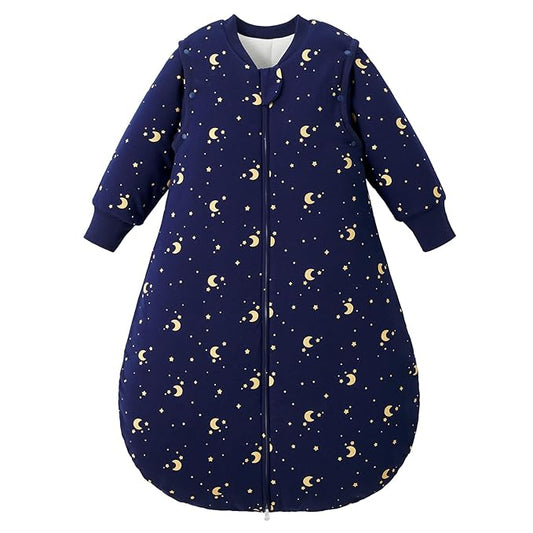 Duomiaomiao 3.5 TOG Baby Sleep Sack 100% Cotton Winter Long Sleeve Baby Wearable Blanket, Super Warm Quilted Comfy Toddler Sleeping Sack