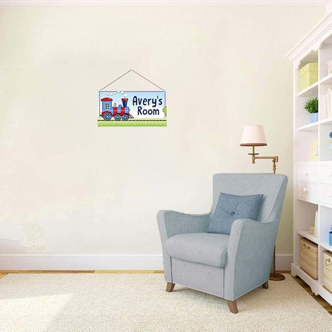 Personalized Door Signs for Kids Room Train Boys Wall Decor Gift Kid's Name Art Baby Nursery Door Sign Custom Wooden Sign Boys Room