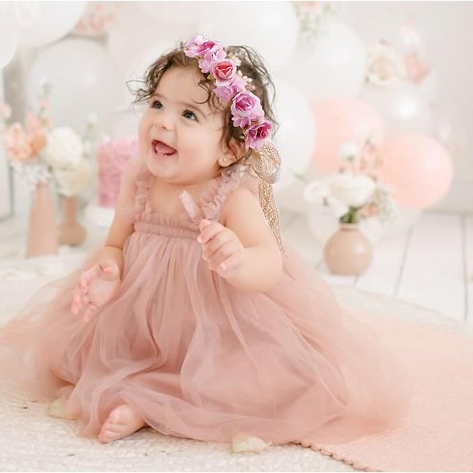 Hairband, 2pcs Children Girl Lace Headbands with Flower, Adjustable Size Hair Accessories Gift for Children (lace-7)
