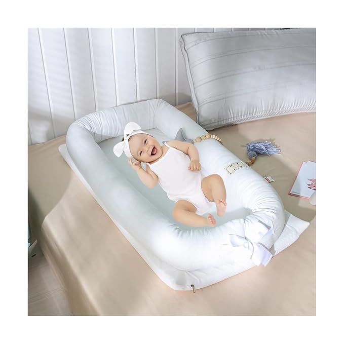 Portable Baby Lounger for Newborn 0-12 Months, Soft Breathable Baby Play Mat and Adjustable Diaper Changing Pads for Home&Travel, Newborn Essentials Gifts for Boys & Girls (White)