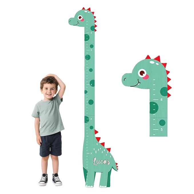 Kid Height Wall Chart,Dinosaur Custom Name Kids Height Measurement Wall,Height Chart Kids Boys Girls,Wooden Wall Decor Nursery Room Kids Growth Chart Ruler
