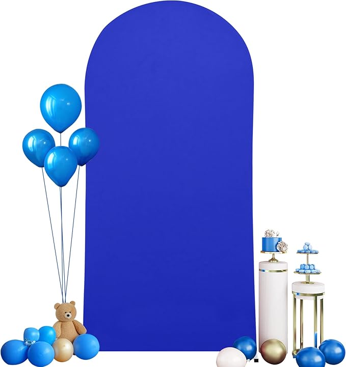 Royal Blue Arch Cover 6FT Spandex Fitted Wedding Arch Stand Covers Round Top Chiara Stretchy Backdrop Cover for Birthday Party Ceremony Banquet Decoration