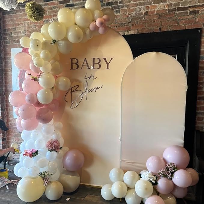 Dusty Pink and Gold Balloons Set, 60Pcs 12 Inch Retro Blush Pink White Sand Beige Metallic Gold Latex Balloon with Gold Confetti Boho Balloon for Birthday Baby Bridal Shower Wedding Party Decorations