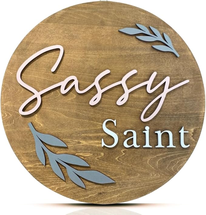 Personalized Wooden Name Sign - Custom Baby Name Signs for Nursery & Kids Room Decor - Baby Announcement Sign - Name Wall Art - Wooden Letters for Wall - Custom Round Nursery Name Sign (Design 7)