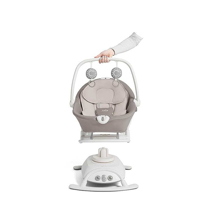 Joie Cinnamon 2-in-1 Glider and Rocker – Multi-Motion Baby Swing and Rocker Combo with Plush Fabrics, Compact Design, and Multiple Recline Positions – Soothing Sounds & Gentle Vibrations (Walnut)
