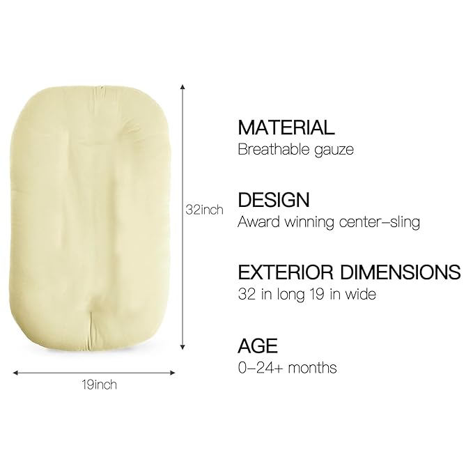 Baby Lounger for Newborn - Snuggle Cozy Me Lounger | Breathable Soft Cotton, 0-24 Months Portable Playtime Baby Nest, Newborn Baby Essentials Gifts- Yellow (1 Lounger + 1 Cover)