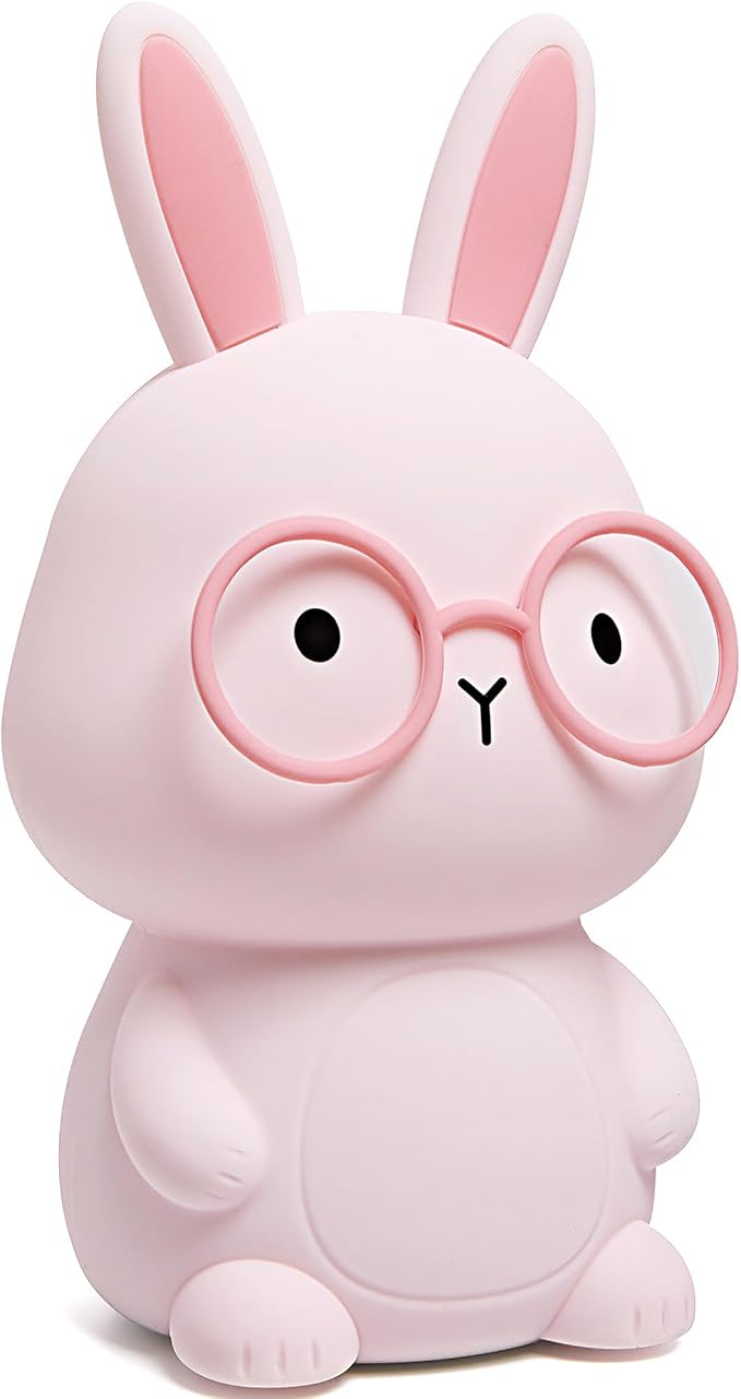 Bunny Lamp for Kids ,Rabbit Night Light with Color Changing, Rechargeable LED Nightlight for Easter Gift,Silicone Bedside Touch Lamp ,3 Levels Dimmable /Timmer Nursery Bedroom Light, Baby Room Decor