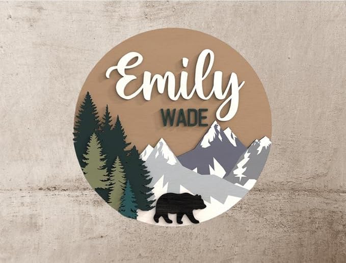 Personalized Name Sign for Kids Room - Custom Wood Sign Bear Custom Name Sign Baby Room Decor, Signs for Kids Room Wall Decor