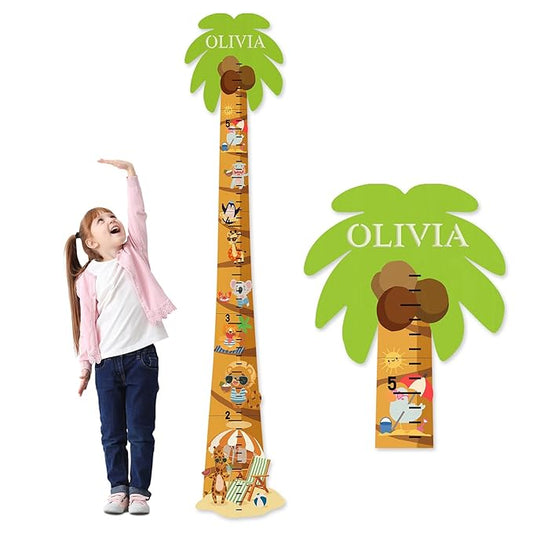 Personalized Name Height Measurement for Wall – Coconut Beach Children's Growth Chart, Wall Height Ruler for Kids and Toddlers, Perfect for Nursery, Bedroom, Playroom