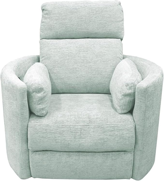 Pemberly Row Fabric Power Swivel Glider Recliner Chair in Green with USB Charging Ports and 2 Comfort Pillows for Living Room