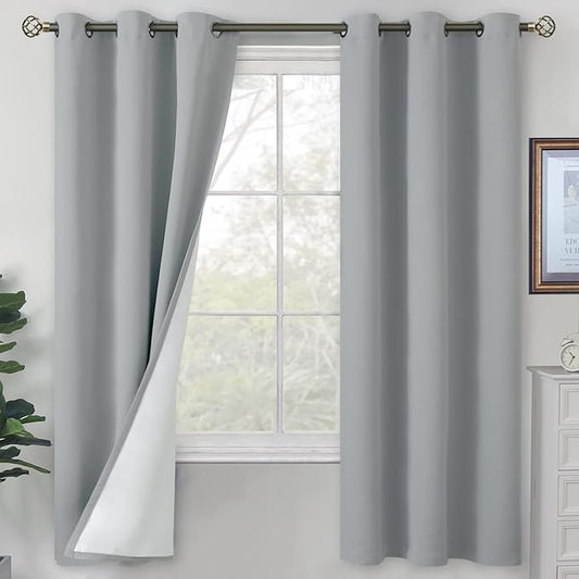 BGment Blackout Curtains for Bedroom 72 Inch Length 2 Panels Set, Thermal Insulated Bedroom Curtains Soundproof Room Darkening Window Curtain Drapes, Each Grommet Curtains 42 Inch Wide, Light Grey