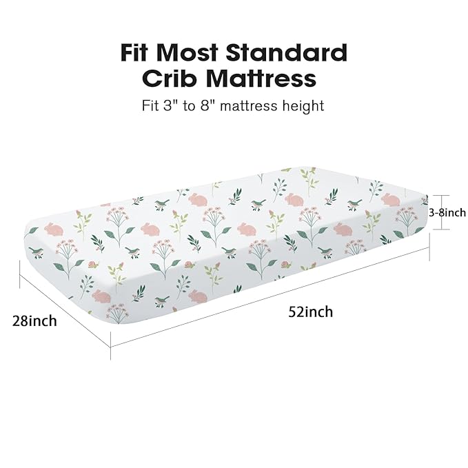 Little Grape Land Crib Sheets for Girls and Boys, 2pk Baby Crib Fitted Sheet for Standard Size Crib and Toddler Mattress, Super Soft Baby Sheet (Little Bunny)