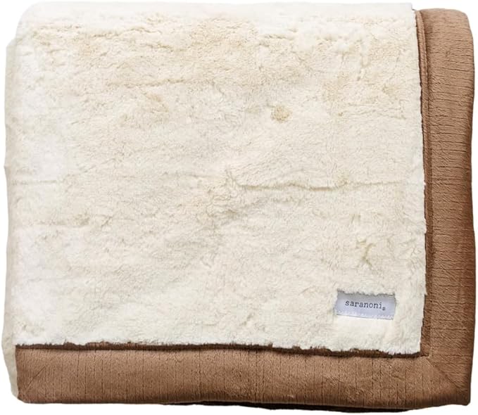 SARANONI Oversized Luxury Blanket | Breathable Super Soft, Lush, Plush Comfy Blankets for Adults | Ivory Swirl/Gingersnap - X-Large 60” x 80”