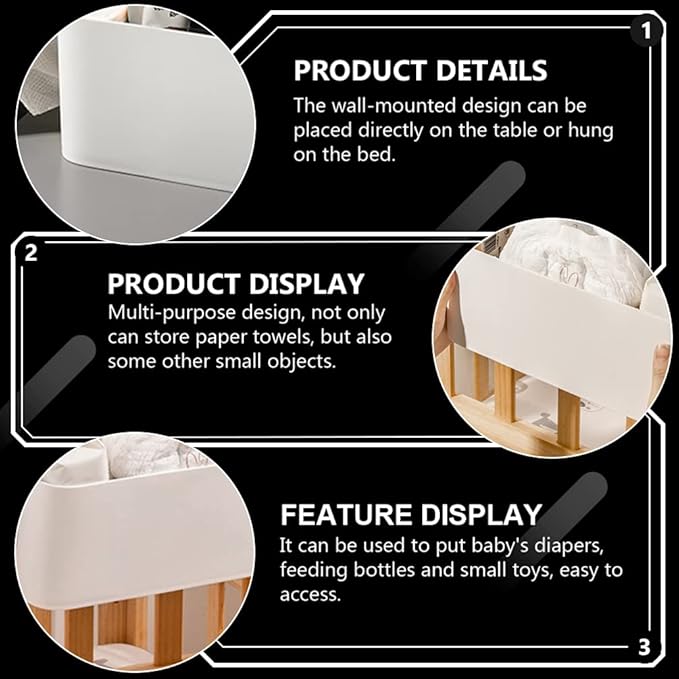 Toyvian Diaper Organizer Box Hanging Diaper Storage Bin Nursery Organizers for Changing Table Crib Baby Stroller