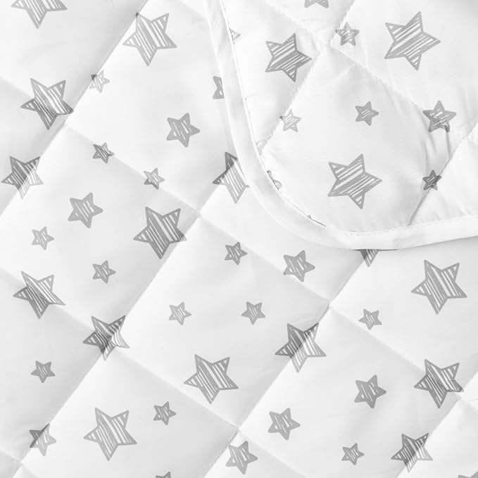 Baby Blanket for Boys and Girls, Soft Cozy Toddler Comforter Quilted with White Star Print, Ultra Soft and Comfortable Down Alternative Crib Comforter, 39x47 Inches