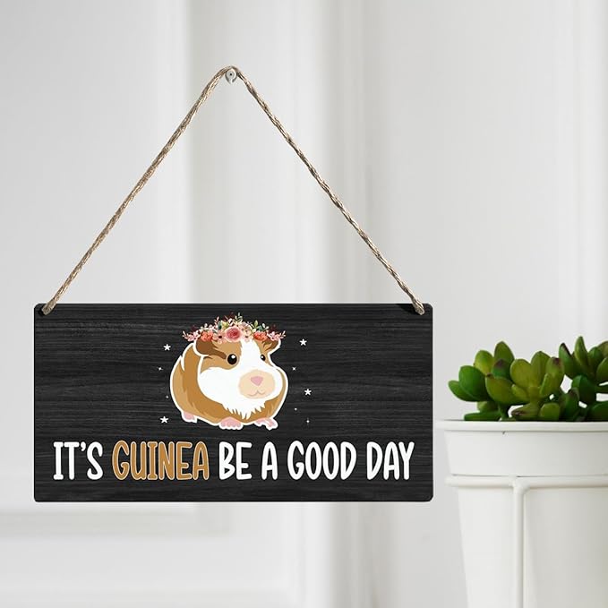 Funny Guinea Pigs Hanging Sign Wood Wall Decor for Home Office Shelf Table Desk Decor Guinea Pigs Lover Owner Gifts for Kids Girls Women Men Mom Dad 12 × 6 Inch