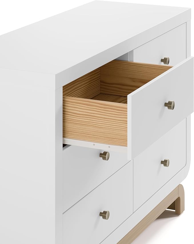 Storkcraft Santorini 6 Drawer Double Dresser (White with Driftwood) - GREENGUARD Gold Certified, Interlocking Drawer System, Dresser Drawer Organizer for Kids Bedroom