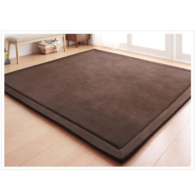 Loartee Coral Velvet Crawling Rug (6'8"x7'9", Coffee) for Toddler Children Play Area Rug Yoga Mat Exercise Pad