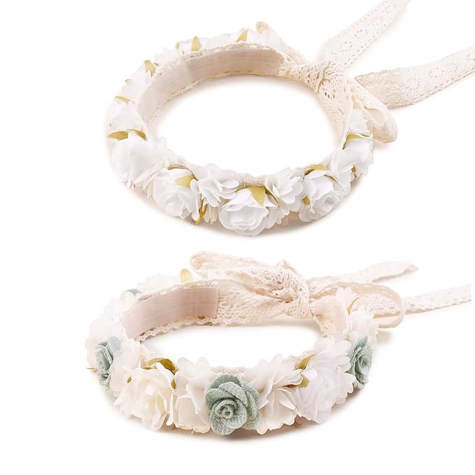 Hairband, 2pcs Children Girl Lace Headbands with Flower, Adjustable Size Hair Accessories Gift for Children