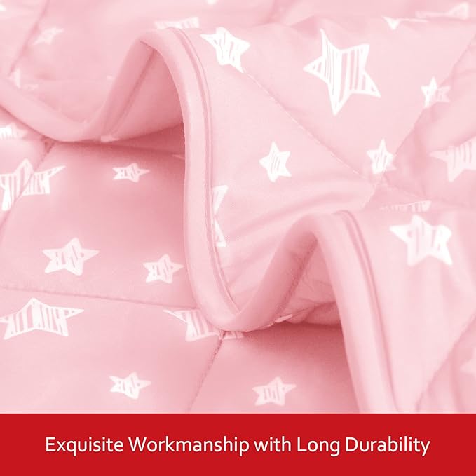 Baby Blanket for Boys and Girls, Soft Cozy Toddler Comforter Quilted with Pink Star Print, Ultra Soft Down Alternative Crib Comforter, 39x47 Inches
