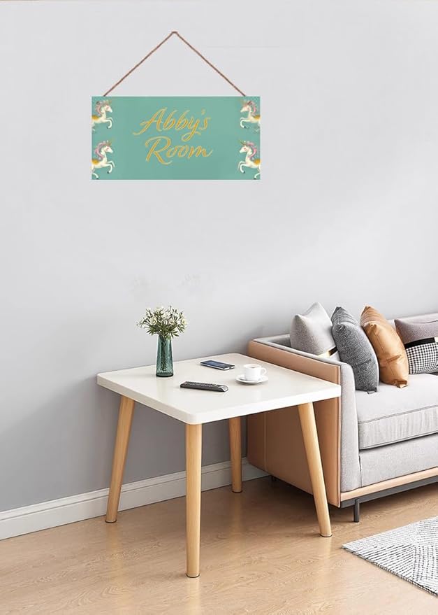 Personalized Name's Unicorn Room Door Sign Cute Horse Nursery Kid's Children's Girls Bedroom Decor Wood Door Plaque Sign For Boys Room