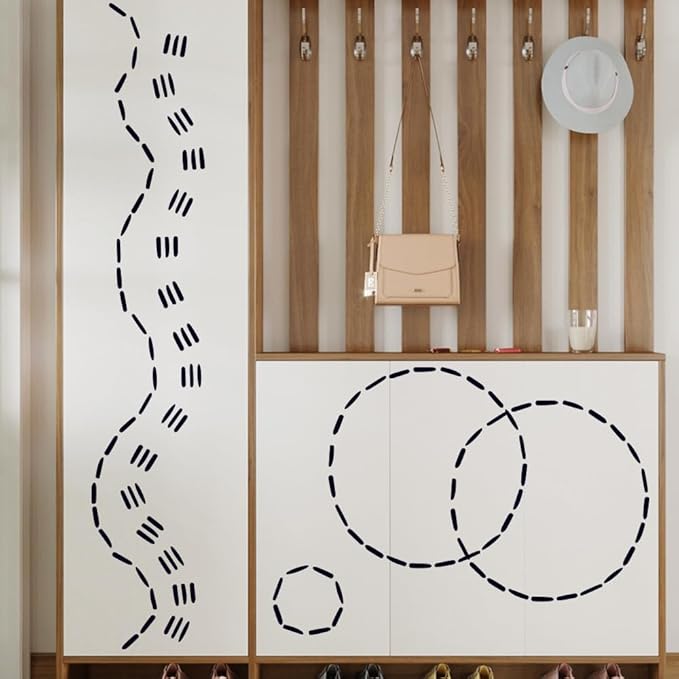 Boho 3 Lines Black Vinyl Wall Decals Modern Irregular Stripe Line Wall Stickers for Living Room Bedroom Office Home Wall Decor