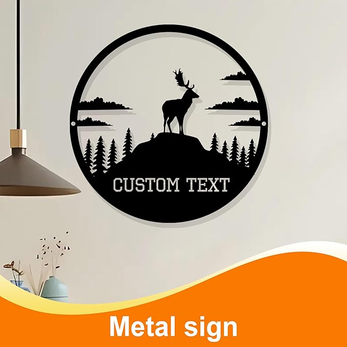 Personalized Deer Metal Cabin Sign, Custom Signs Outdoor Metal, Deer Hunter Gift, Cabin Decor, Porch Sign