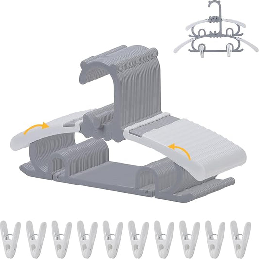 30 Pack Baby Clothes Hangers with 16 Clips, 11-15 inch Adjustable Kid Hanger, Multifunctional Children Hanger for Girl Boy Toddler Kids Child(Grey)